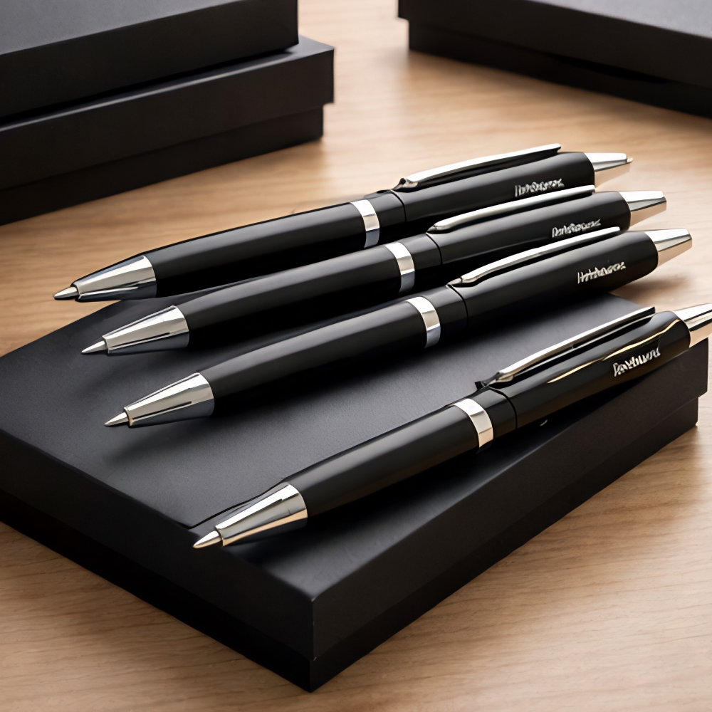 Classic Black Retractable Ballpoint Pen Set