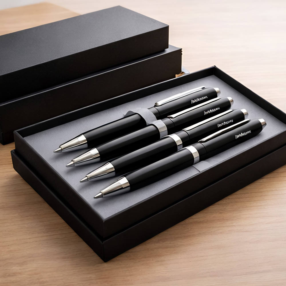 Classic Black Retractable Ballpoint Pen Set